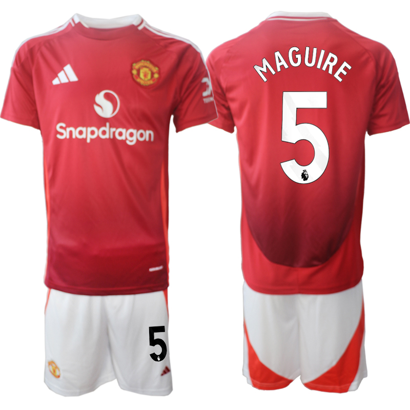 Men 2024-2025 Club Manchester United home Red 5 Soccer Jersey